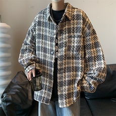 高品质秋款男夹克衫条纹格子衬衫休闲加厚外套JK096P55，男装夹克，星座1013-1