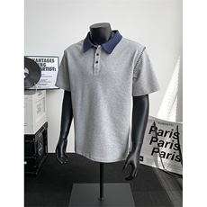 夏季新款港风日系假两件拼接POLO领短袖T恤XZ213-TX28-P35-控68，男装T恤，星座213