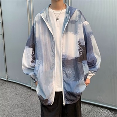 夏季潮牌外搭休闲防晒衣男港风宽松袖子薄款夹克上衣，男装夹克，星座410-7