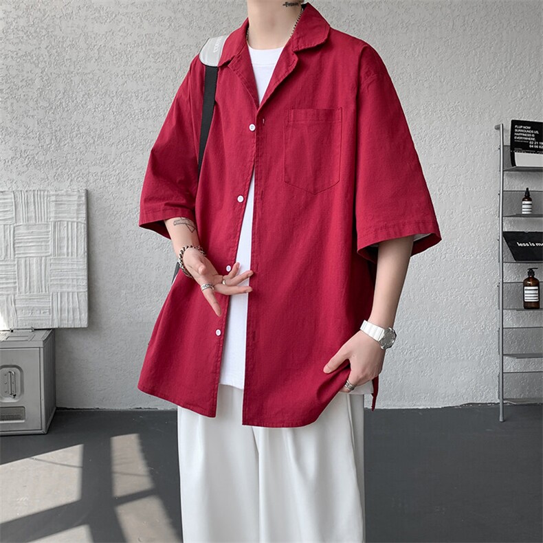 8XL-M亚麻短袖衬衫男夏薄款宽松休闲百搭大码半袖衬衣DC28002P50，男装衬衫，电商B312