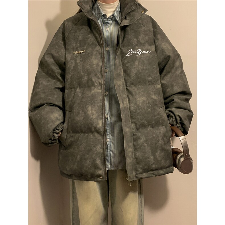 1立领PU皮复古做旧金属印花字母大码M-5XL棉衣男MY77732P130控178，男装棉衣，星座226-2