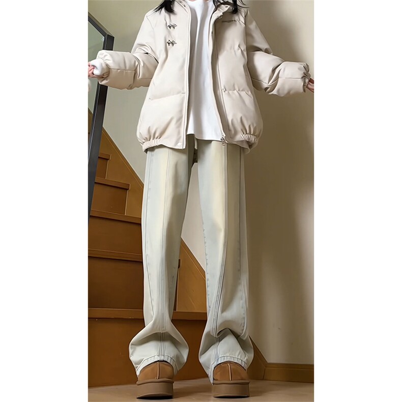 XZ213-DK2000-P55控68港风日系复古水洗拼接款阔腿拖地牛仔裤潮,男装牛仔裤,星座213