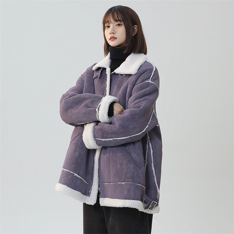 皮毛一体羊羔毛外套女冬季新款机车服夹克棉服225-2-Y208-P158,男装夹克,星座225-2