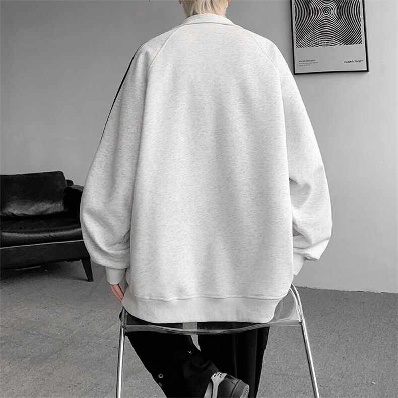 8XL-M三条杠运动卫衣特大码美式条纹立领夹克开衫外套JK5205/P65,男装夹克,电商B238