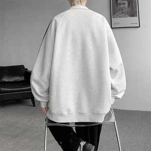 8XL-M三条杠运动卫衣特大码美式条纹立领夹克开衫外套JK5205/P65图片
