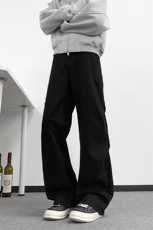 B221美式ins高街暗黑斜切加绒洗褪工装牛仔裤LK25602-特P60控108，男装牛仔裤，电商B221