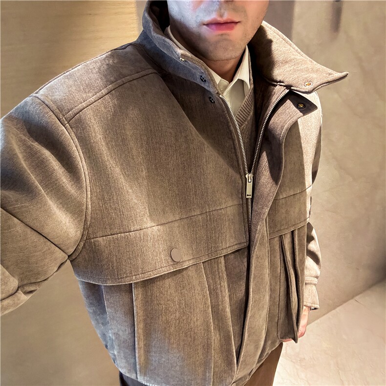 莱赛尔立领加厚保暖棉衣男工装棉服冬季飞行立领外套M25083-P210,男装棉衣,电商A213