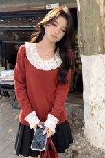 现货，2024针织花边小衫P68K105，女装针织衫/毛衣，慧峰