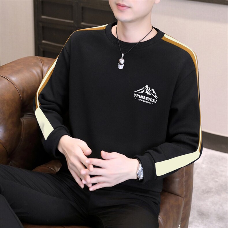 春季新款男士时尚潮流圆领拼接长袖卫衣打底衫XZ310B-2-J1122-P38图片
