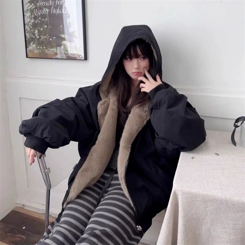 两面穿现货重磅短款座山雕棉衣男女双面穿毛毛绒棉服加厚外套,男装棉衣,电商A486-1