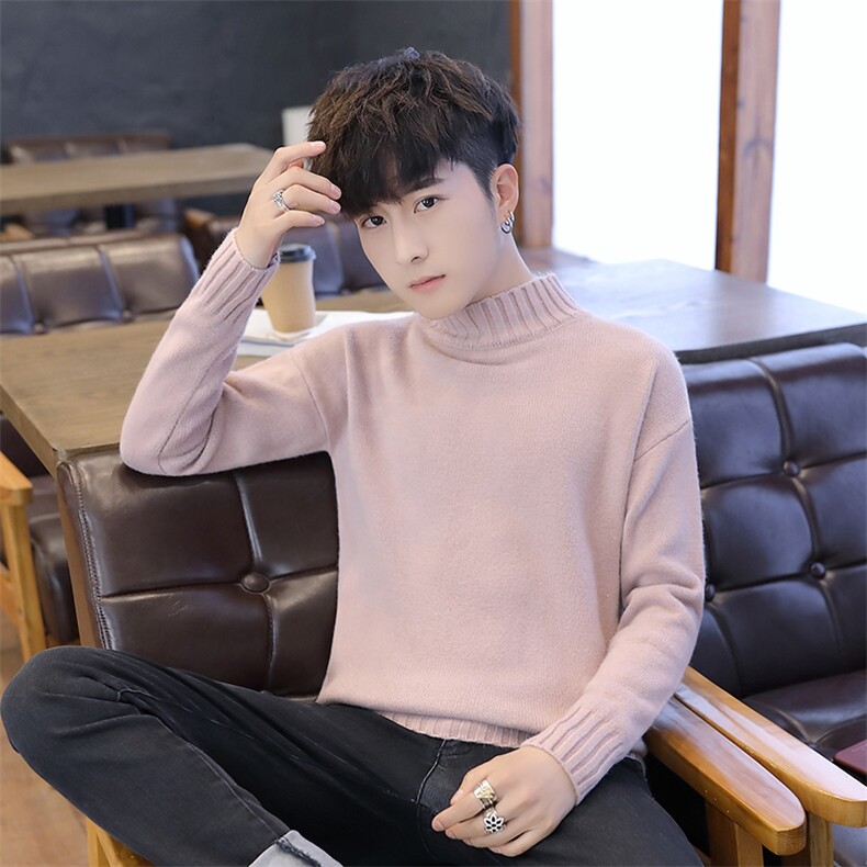 咖啡厅5705秋冬季半高领毛衣男土青少年中领高中针织衫,男装针织衫/毛衣,电商D310（原电商305）