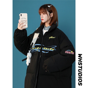 中性风22冬季设计感时尚潮流印花保暖厚款立领棉衣MY7024P85控118图片