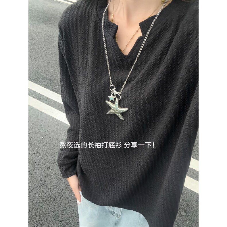 XZ809A/VL01/特P14深度库存量大可谈美式V领肌理感百搭长T卫衣,男装卫衣,星座809A(原222-1)
