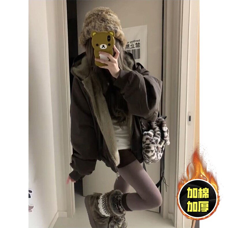 两面穿现货重磅短款座山雕棉衣男女双面穿毛毛绒棉服加厚外套，男装棉衣，电商A443