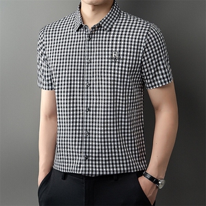 DN2990春夏男士新款短袖衬衫青年修身翻领衬衣休闲打底衫图片
