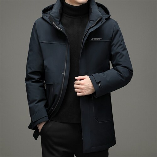男装上衣厚款保暖连帽羽绒服中长款男士外套休闲冬季ZG2916-P360图片