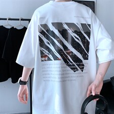 2022港风大码短袖青少年宽松圆领印花情侣T恤517A-2-Y6602-P28，男装T恤，星座517A-2