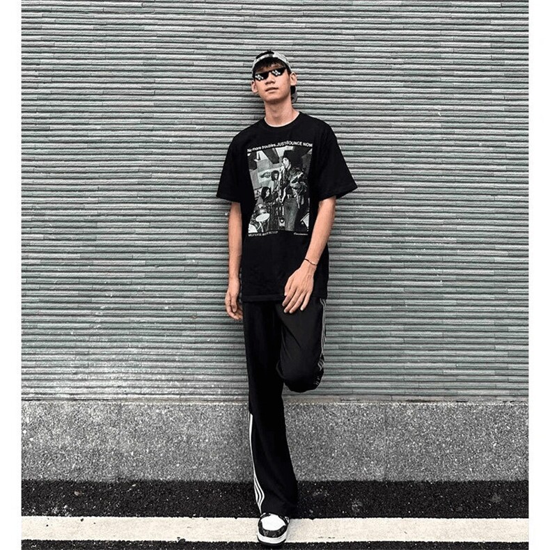 聚酯纤维YK86031-P35美式复古三条杠休闲卫裤子,男装休闲裤,电商A086-1