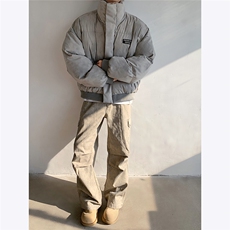 现货扎染棉服美式短款面包服男冬季高街廓形棉衣外套P108，男装棉衣，电商C306-1