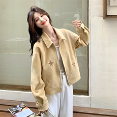 黄色刺绣麂皮绒外套2C198-6567-P155-K238，女装短外套，2C198