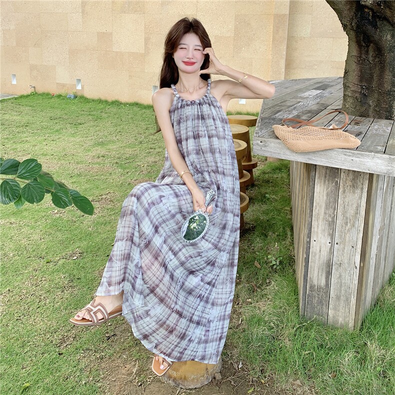 新款2242-P165-K245法式复古无袖长款松弛女连衣裙,女装套装/套裙,网红馆