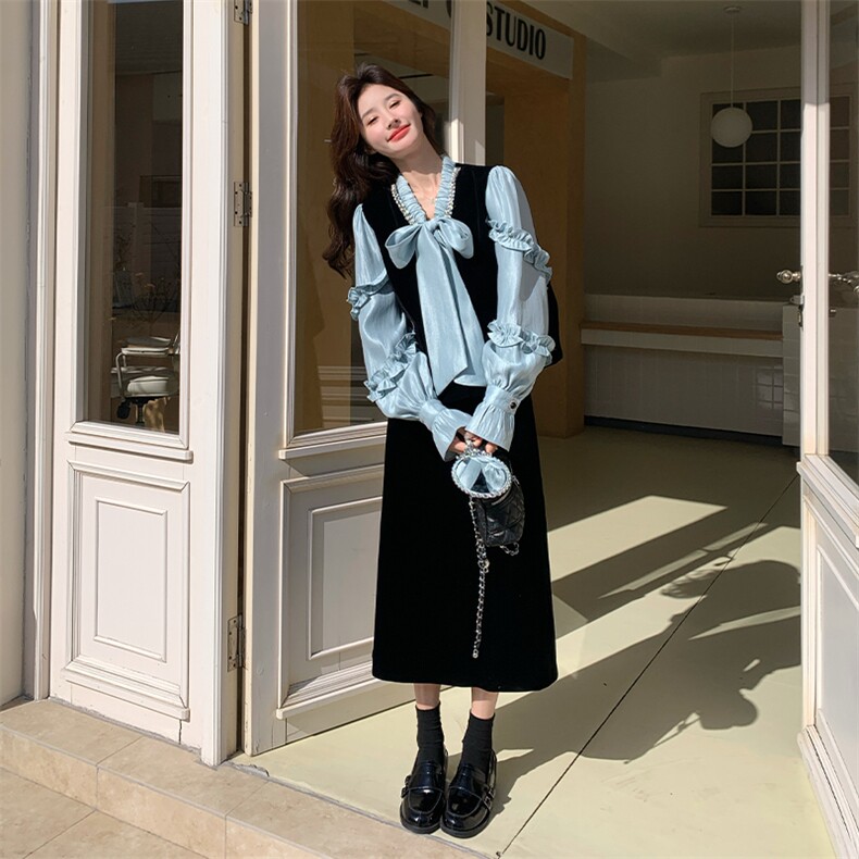 新款是假两件拼接套装裙2C007-2602-P225-K368,女装套装/套裙,2C007