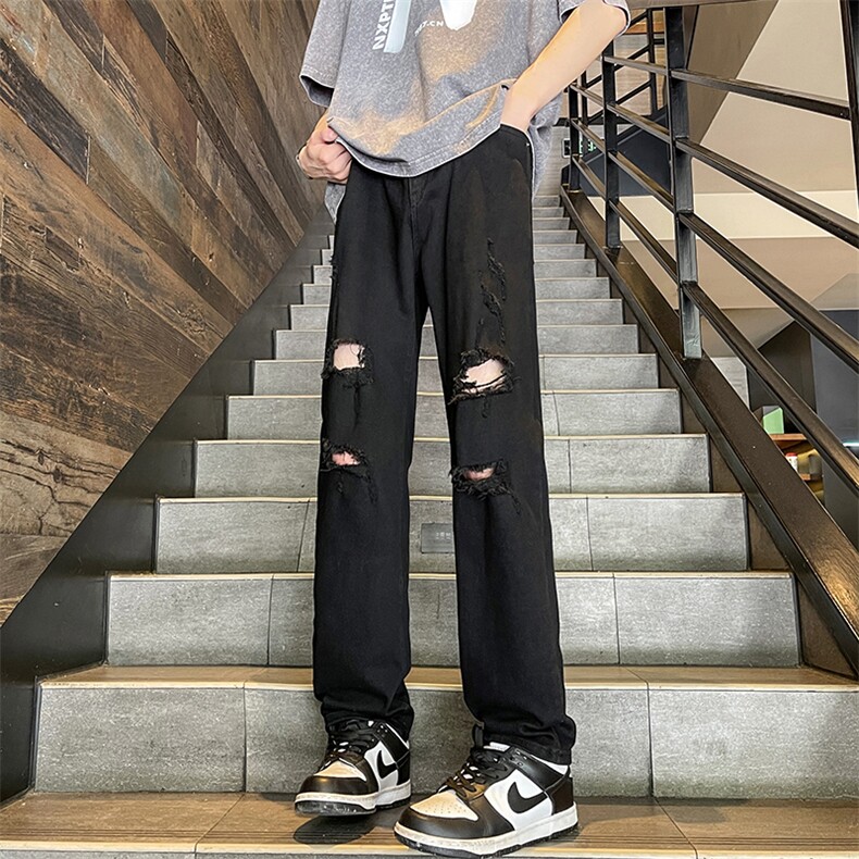 美式街头高街vibe破洞牛仔裤男款潮牌宽松直筒长裤潮10911-p40,男装牛仔裤,星座1008