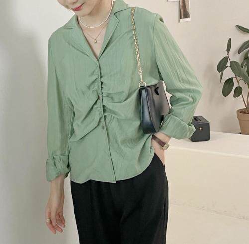 翻领V领衬衫，女装衬衫，TVMV(4F)