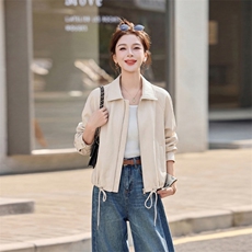 皮衣外套女春秋季2026新款小个子港风复古高级感皮夹克，女装皮衣，秀美人生