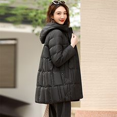 2024冬装新款时尚百搭潮流气质中长款休闲减龄羽绒服外套女，女装羽绒服，丽影随形