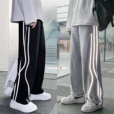 主推!潮流反光垂感阔腿拖地宽松休闲男女裤1004-1WK518P45控68，男装休闲裤，星座715