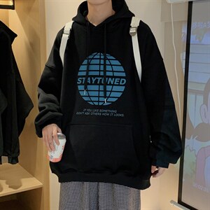 秋季青少年套头宽松印花休闲风格连帽卫衣D2118/45图片