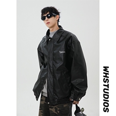 春季新款港风美式刺绣痞帅翻领皮衣夹克男XZ213-JK6000-P70控98，男装夹克，星座213