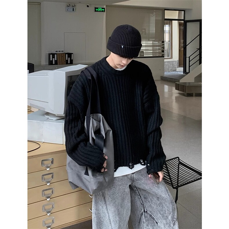 网图有货秋冬粗针织短款破会流苏百搭针织衫毛衣男女MY553-P55,男装针织衫/毛衣,星座1505
