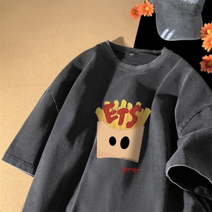 量大优 供视频  240g重磅美式炒雪花水洗做旧短袖t恤STX486-特P25图片