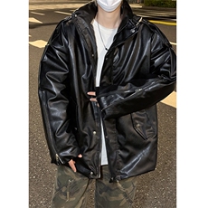 美式高街立领PU皮衣棉服外套潮牌宽松保暖棉衣，男装皮衣，星座410-6（原星座1304-1）