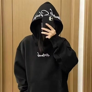 1506/QCX0020/P41立体刺绣男女同款宽松版型连帽套头卫衣图片