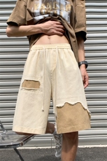 8XL-M特大码短裤男夏季新款大码vibe破洞拼接高街短裤DK1518P50，男装休闲裤，电商D206-1
