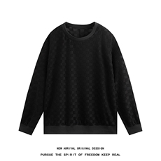 S5020/特P32春装新款棋盘格套头卫衣男潮宽松百搭长袖T恤外套，男装T恤，电商A141