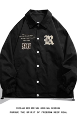 白底22秋冬潮流潮牌字母印花翻领棒球服情侣夹克外套JK317P50控68，男装夹克，电商A247-1