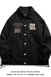 白底22秋冬潮流潮牌字母印花翻领棒球服情侣夹克外套JK317P50控68图片