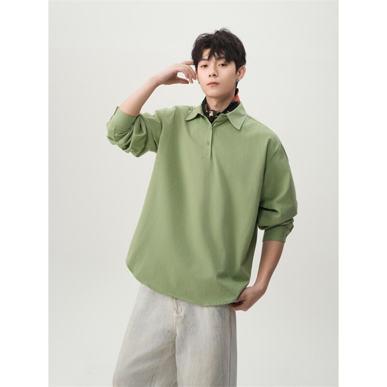 现货港风纯棉套头翻领长袖衬衫POLO衫男潮XZ608-CS2501-P40控68,男装Polo衫,星座608(原A046)
