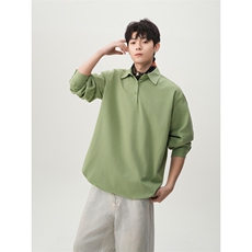 现货港风纯棉套头翻领长袖衬衫POLO衫男潮XZ608-CS2501-P40控68，男装Polo衫，星座608(原A046)