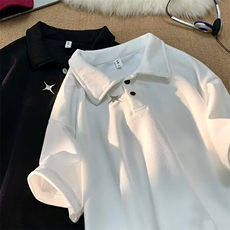 2024夏季新款简约纯色百搭POLO衫美式潮流宽松短袖现货T1703-P35，男装Polo衫，星座512-4