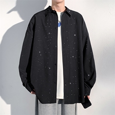 四面弹满天星秋款中式宽松长袖衬衫CSK4205-P38，男装衬衫，星座1204