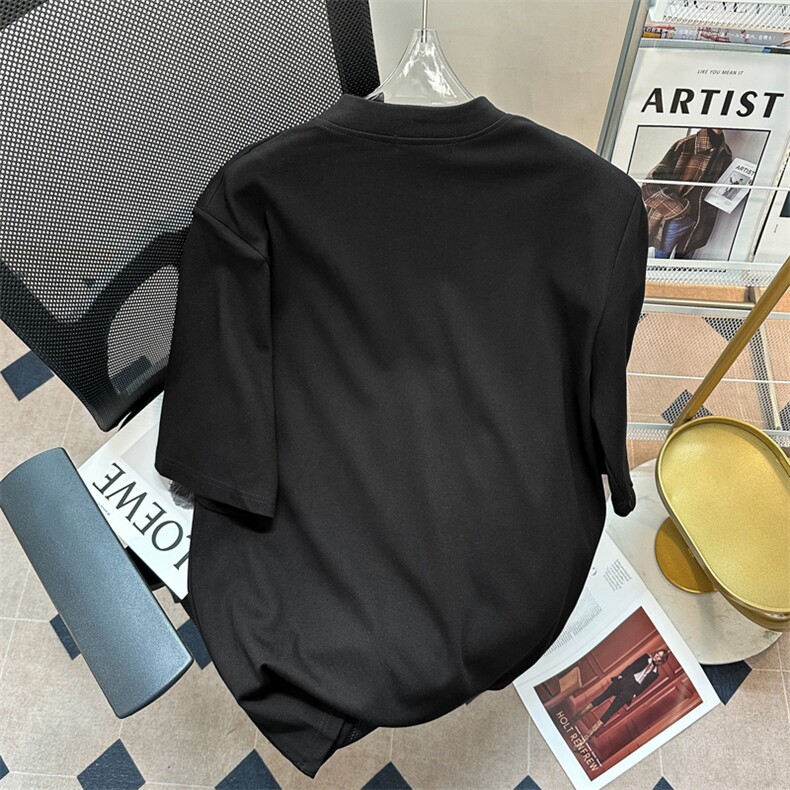 立领垫肩半拉链polo衫男女设计感小众宽松打底衫上衣T50411-p33,男装T恤,星座1008-1