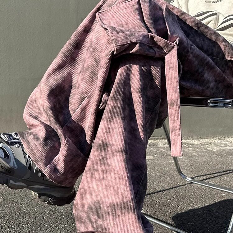 秋冬款男工装裤大口袋扎染直筒宽松休闲长裤大码S-8XLHK002P52,男装休闲裤,星座1013-1