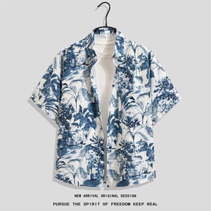 短袖花衬衫海南岛服宽松沙滩服三亚夏威风泰旅游男情侣休闲套装图片