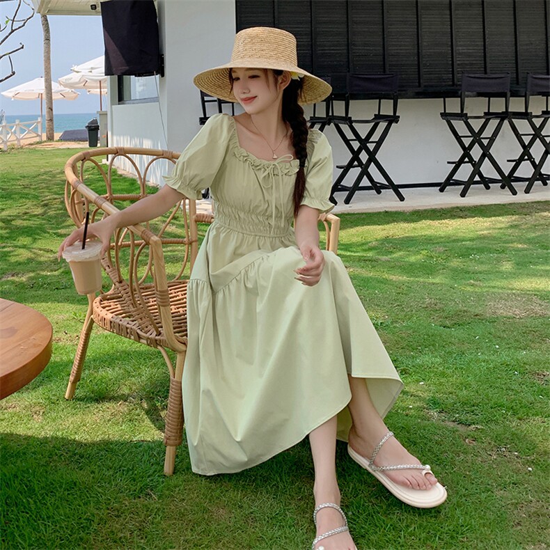 夏季新款连衣裙仙女甜美显瘦气质长裙度假沙滩裙,女装连衣裙,灵力轩