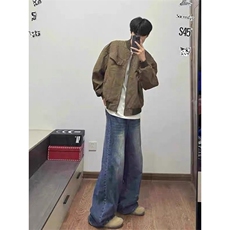 W565-P68大码棕色工装外套男女同款棒球服美式哈灵顿休闲夹克，男装夹克，星座911-1